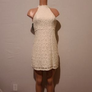Abercrombie & Fitch Cream Lace Halter Mini Dress Size 2
